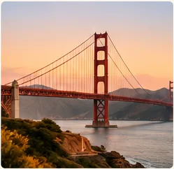 Golden Gate Bridge during sunset in San Francisco